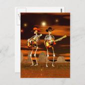 Halloween Skeleton Concert Briefkaart (Voorkant / Achterkant)