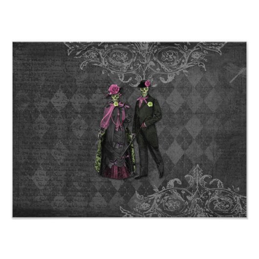 Halloween Skeleton Couple Foto Afdruk (Voorkant)