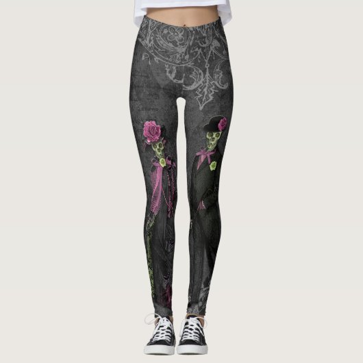 Halloween Skeleton Couple Leggings (Voorkant)