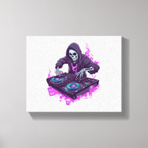 Halloween Skeleton DJ Canvas Afdruk