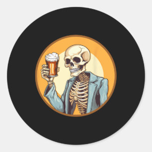 Halloween Skeleton Drink bier Ronde Sticker