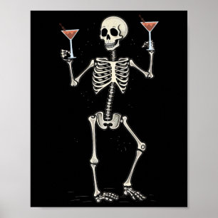 Halloween Skeleton Drink Manhattan Tail Poster