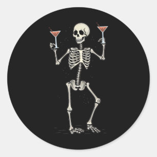 Halloween Skeleton Drink Manhattan Tail Ronde Sticker
