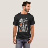 Halloween Skeleton Drinking Coffee Smiling Skull T-shirt (Voorkant volledig)