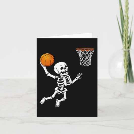 Halloween Skeleton Dunking Basketball Boys Girls K Kaart (Voorkant)