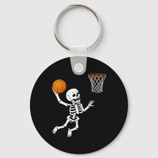 Halloween Skeleton Dunking Basketball Boys Girls K Sleutelhanger (Voorkant)