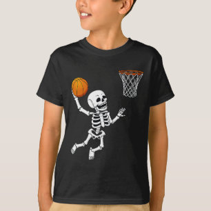 Halloween Skeleton Dunking Basketball Boys Girls K T-shirt