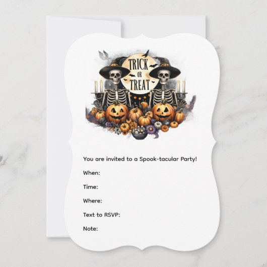 Halloween Skeleton Duo Invitation – Trick or Treat (Devant)