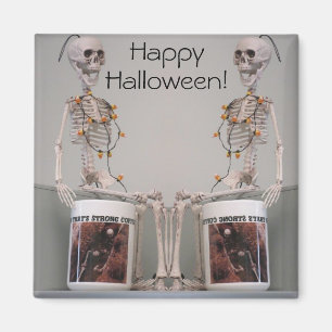 Halloween Skeleton Duo Sterke koffie Ontworpen Magneet