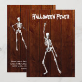 Halloween Skeleton Fever Invitation on Wood Kaart (Voorkant / Achterkant)