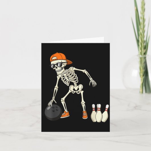 Halloween Skeleton Funny Bowling Lovers For Teens Kaart (Voorkant)
