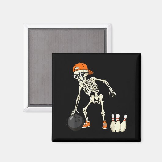Halloween Skeleton Funny Bowling Lovers For Teens Magneet (Voorkant / Achterkant)