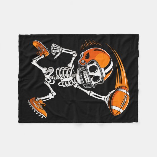 Halloween Skeleton Funny Football Shirt For Teens Fleece Deken (Voorkant (Horizontaal))