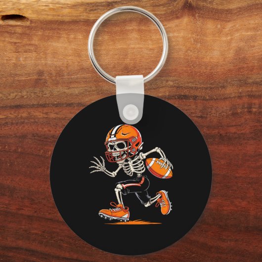 Halloween Skeleton Funny Football Shirt For Teens Sleutelhanger (Voorkant)