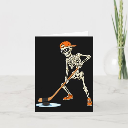 Halloween Skeleton Funny Hockey For Boys Teens Men Kaart (Voorkant)