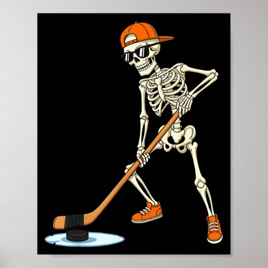 Halloween Skeleton Funny Hockey For Boys Teens Men Poster (Voorkant)