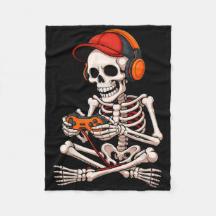 Halloween Skeleton Gamer Funny Video Gaming Boys M Fleece Deken