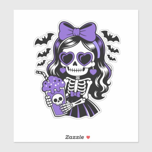 Halloween Skeleton Girl Sticker (Vel)