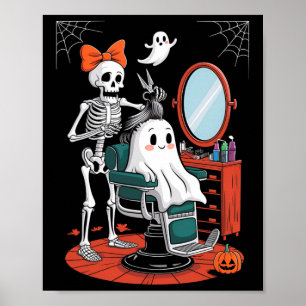 Halloween Skeleton Hairdresser Haarstylist Poster