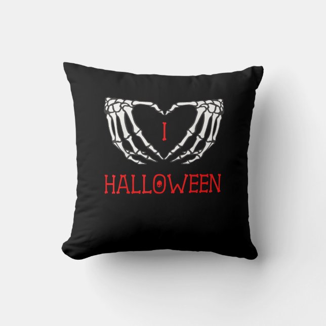 Halloween Skeleton Handen Vormen Hart Gothic Kussen (Voorkant)