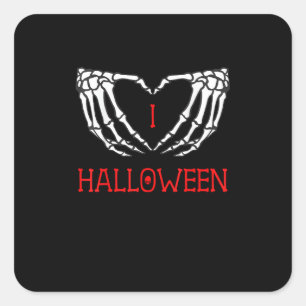 Halloween Skeleton Handen Vormen Hart Gothic Vierkante Sticker