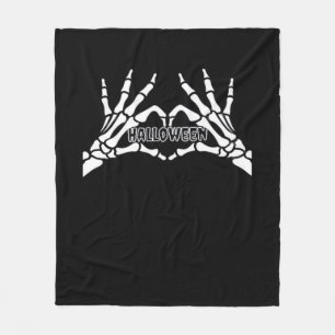 Halloween - Skeleton Hands Heart Fleece Deken