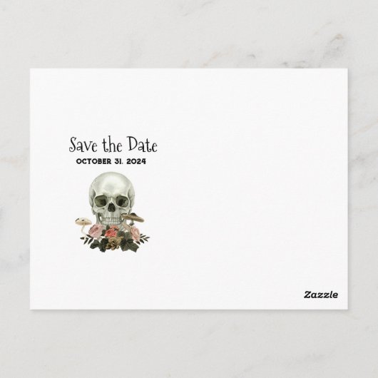 Halloween Skeleton Haunted Forest Bewaar de datum Briefkaart (Achterkant)