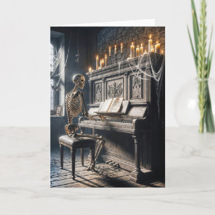 Halloween Skeleton Het spelen van een piano Kaart