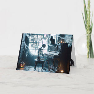 Halloween Skeleton Het spelen van een piano Kaart