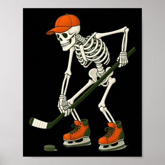 Halloween Skeleton Ijshockey Kostuum Grappige Mann Poster (Voorkant)