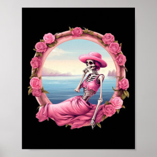 Halloween Skeleton In oktober Draag we roze met To Poster