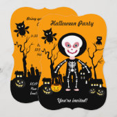 Halloween skeleton kind gaat een truc in of behand kaart (Voorkant / Achterkant)