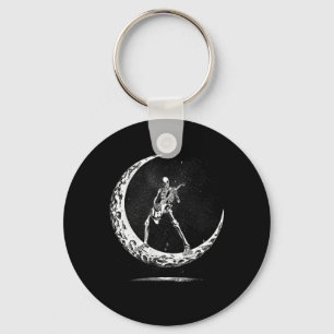 Halloween Skeleton Moon Rock and Roll Musician GUI Sleutelhanger