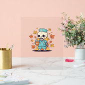 Halloween Skeleton Nurse met Koffie Classic T-Shi Acryl Bord (Huwelijk)
