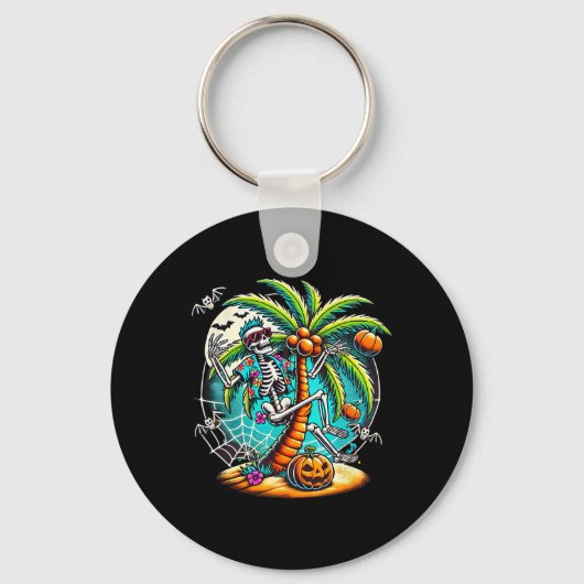 Halloween Skeleton Palm Tree Sleutelhanger (Voorkant)