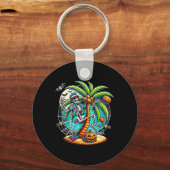 Halloween Skeleton Palm Tree Sleutelhanger (Voorkant)
