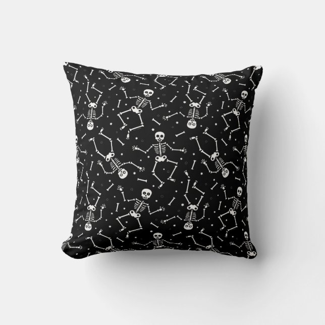 Halloween Skeleton Pattern Kussen (Voorkant)