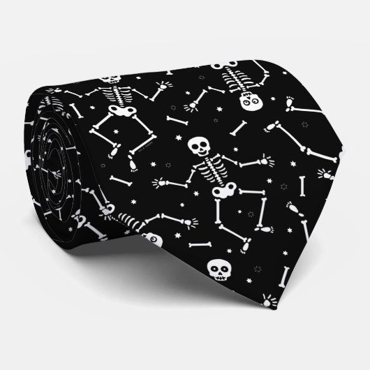 Halloween Skeleton Pattern Stropdas (Opgerold)