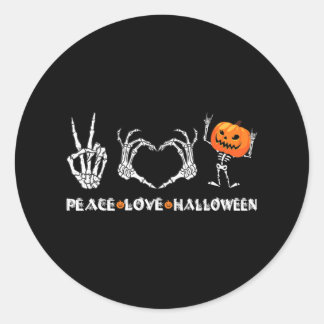 Halloween Skeleton Peace Love Halloween met Ronde Sticker