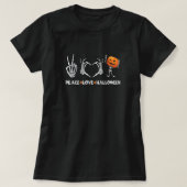 Halloween Skeleton Peace Love Halloween with Scary T-shirt (Design voorkant)