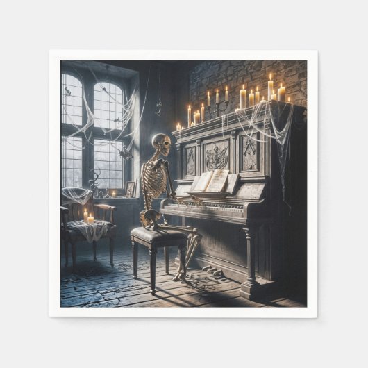Halloween Skeleton Pianist Servet (Voorkant)