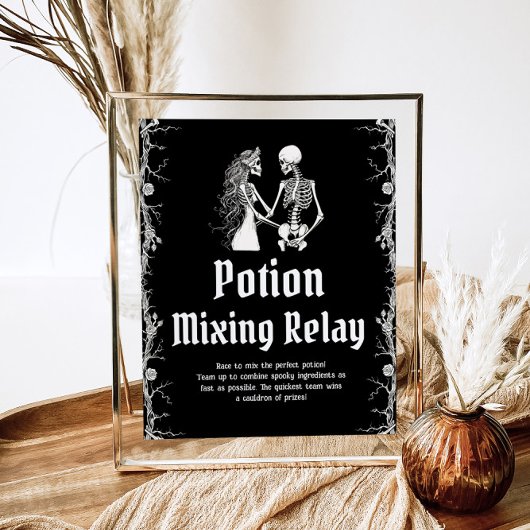 Halloween Skeleton Potion Mixing Relay Sign Poster