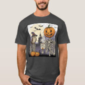 Halloween Skeleton Pumpkin Uil Dark Graphic T-Shir T-shirt (Voorkant)
