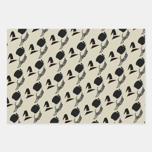 Halloween Skeleton Pumpkin Witch Pattern Inpakpapier Vel (Voorkant)