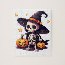 Halloween Skeleton Puzzle - Schattigee Heksenskele
