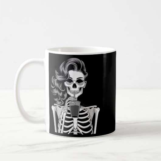 Halloween Skeleton Retro Style Drink Beverage Quir Koffiemok (Links)