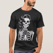 Halloween Skeleton Retro Style Drink Beverage Quir T-shirt (Voorkant)