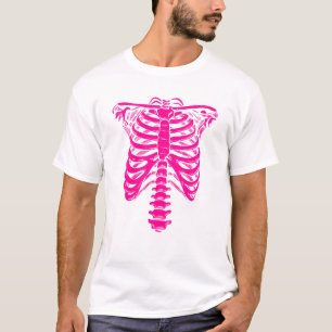 halloween Skeleton Rib Cage roze T-shirt