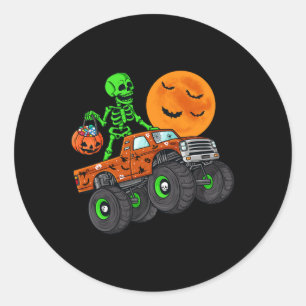 Halloween Skeleton Riding Monster Truck Toddler Bo Ronde Sticker