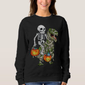 Halloween Skeleton Riding Mummy Dinosaur Rex Pump Trui (Voorkant)